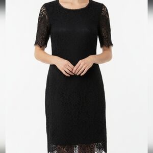 Isaac Mizrahi Black Lace Knee Length Dress Sz Small New